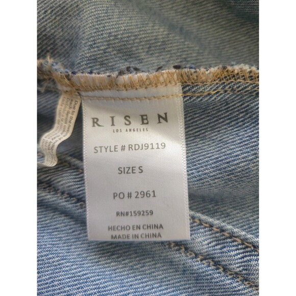 RISEN Los Angeles Streetwear Denim Jacket with Attached Grey Hoodie - Size S - Picture 8 of 11